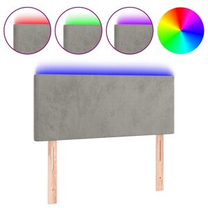 vidaXL LED горна табла за легло, светлосива, 80x5x78/88 см, кадифе