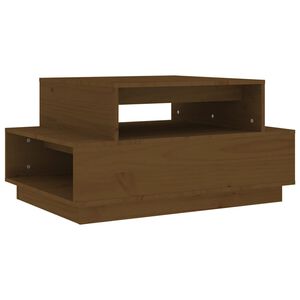 vidaXL Кафе маса, меденокафява, 80x55x40,5 см, борово дърво масив