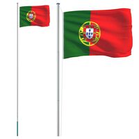 vidaXL Флаг на Португалия и стълб, 6,23 м алуминий