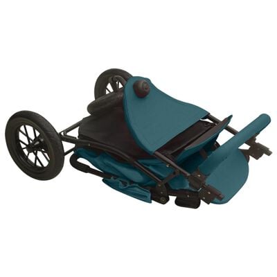 vidaXL Бебешка количка, зелена, стомана