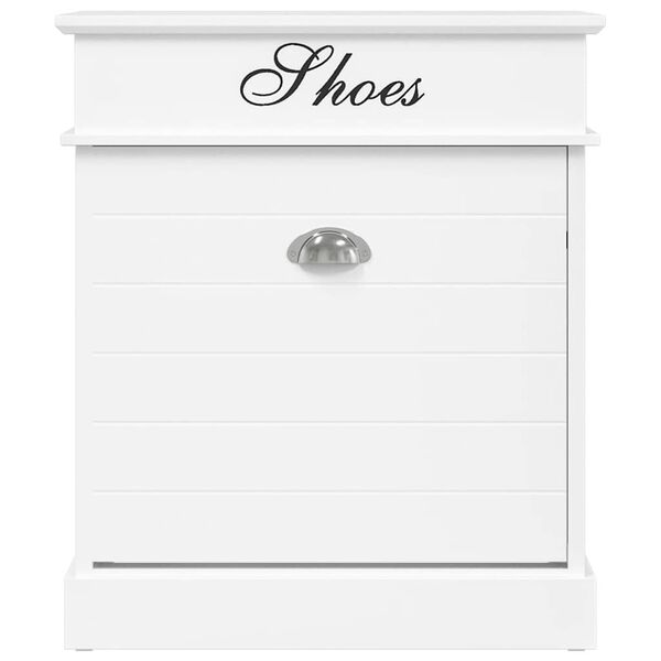 vidaXL Шкаф за обувки, бял, 50x28x58 см, дърво от пауловния