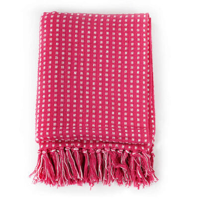 vidaXL Декоративно одеяло, памук, каре, 125x150 см, розово