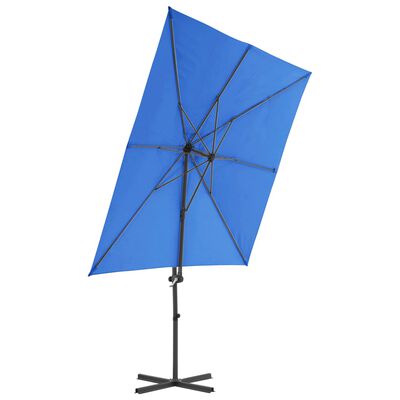 vidaXL Градински чадър чупещо рамо и стоманен прът лазурен 250x250 см