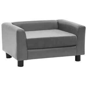 vidaXL Кучешки диван, сив, 60x43x30 см, плюш и изкуствена кожа