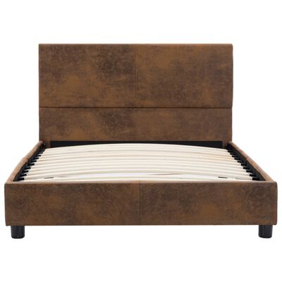 vidaXL Рамка за легло, кафява, изкуствен велур, 90x200 см