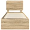 vidaXL Рамка за легло Сонома дъб 75 x 190 cm Солидно борово дърво