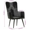 vidaXL Wingback стол, черно и сиво, естествена кожа