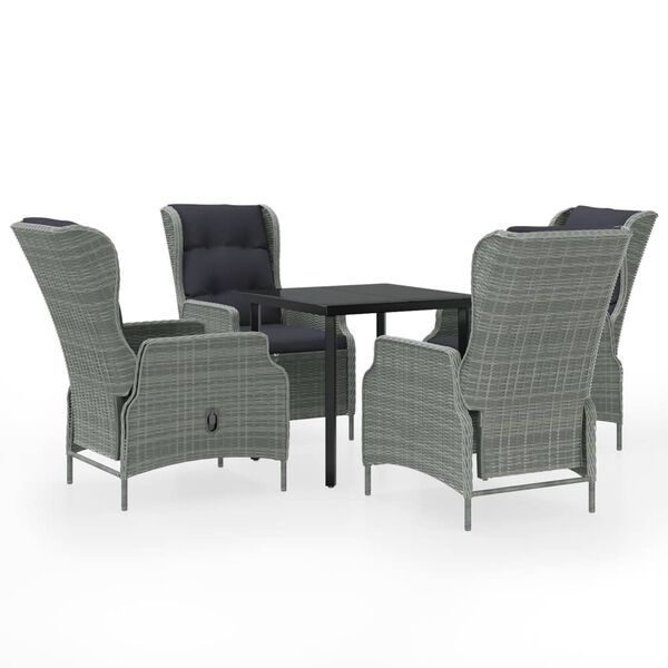 vidaXL Градински трапезен комплект, 5 части, светлосив