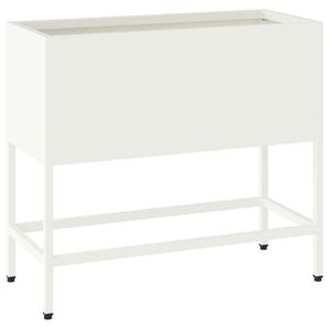 vidaXL Повдигната градинска саксия Бяло 60 x 26 x 48 см Стомана