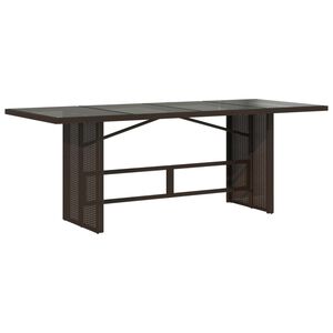 vidaXL Градинска маса със стъклен плот кафява 190x80x75 см полиратан