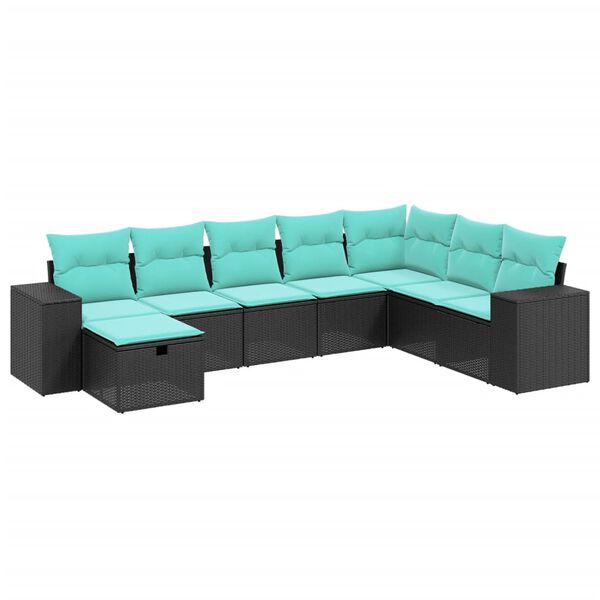 vidaXL Градински комплект с възглавници, 8 части, кафяв, полиратан