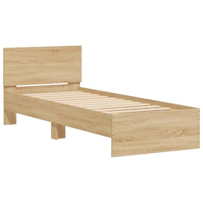 vidaXL Рамка за легло с табла, дъб сонома, 75x190 см, инженерно дърво