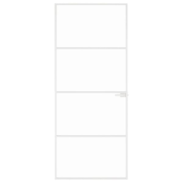 vidaXL Интериорна врата бяла 83x201,5 см закалено стъкло и алуминий