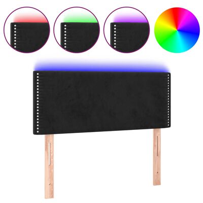 vidaXL LED горна табла за легло, черна, 90x5x78/88 см, кадифе