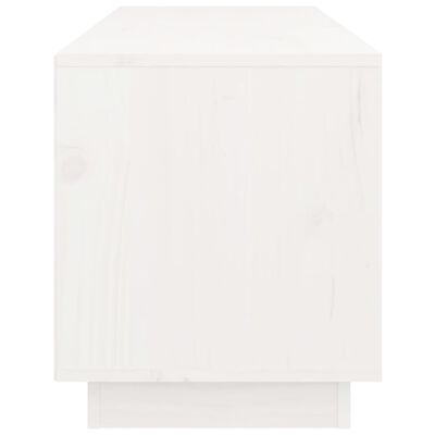 vidaXL ТВ шкаф, бял, 105x34x40 см, бор масив