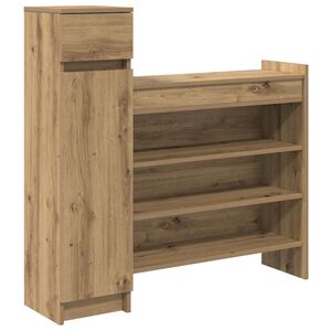 vidaXL Шкаф за обувки с рафт Дъб 100,5 x 28 x 100 см Инженерно дърво