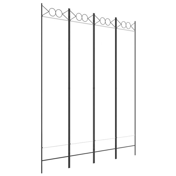 vidaXL Параван за стая, 4 панела, бял, 160x200 см, текстил