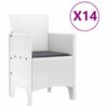 vidaXL Градински комплект за хранене с възглавници 15 pcs Бяло ПП
