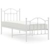 vidaXL Метална рамка за легло с горна и долна табла, бяла, 75x190 см