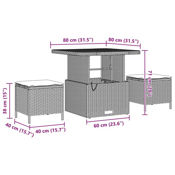 vidaXL Градински Софа Комплект със съхранение 11 pcs Черно Полиратан