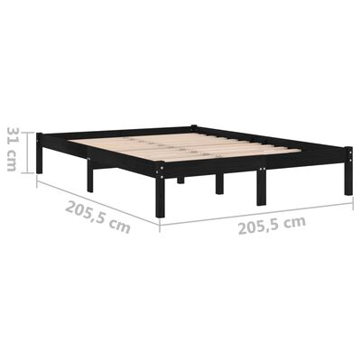 vidaXL Рамка за легло, черна, борово дърво масив, 200x200 см