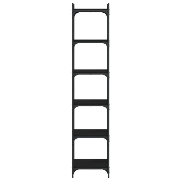 vidaXL Библиотека 6 рафта черна 40x30x188 см инженерно дърво