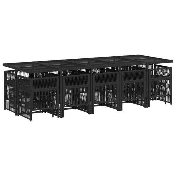 vidaXL Градински комплект с възглавници 15 части полиратан черен