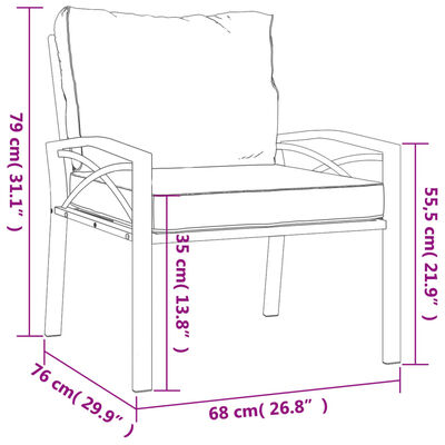 vidaXL Градински стол с пясъчни възглавници 68x76x79 см стомана
