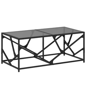 vidaXL Маса за кафе с черен стъклен плот 98,5x50x41 см стомана