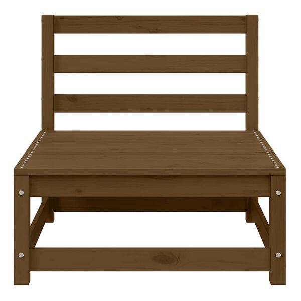 vidaXL Градински среден диван с кремави възглавници борово дърво масив