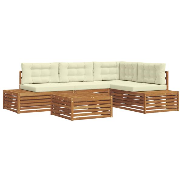 vidaXL Комплект дивани за открито 5 Брой Натурален и Крема