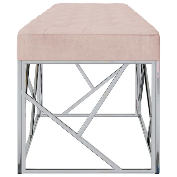 vidaXL Пейка, 97 см, розово кадифе и неръждаема стомана