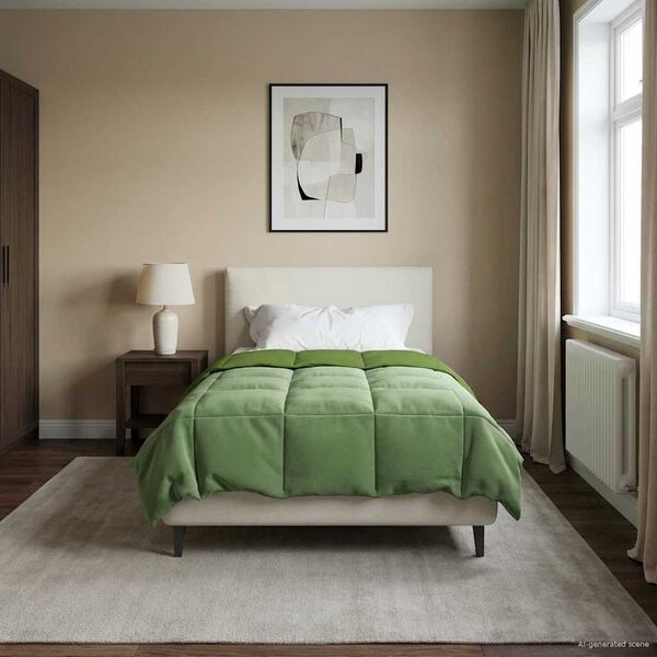 vidaXL Зимен юрган Патичено Зелен 135 x 200 cm Микрофибър