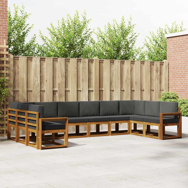 vidaXL Комплект дивани за открито 10 pcs Натурален и Антрацит