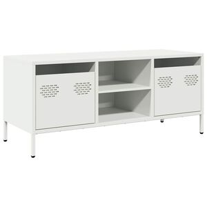 vidaXL ТВ шкаф, бял, 101,5x39x43,5 см, студеновалцувана стомана