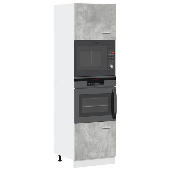 vidaXL Шкаф за микровълнова фурна "Lyon", бетонно сив, 60x57x207 см, инженерно дърво