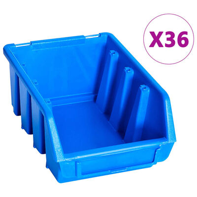 vidaXL Стенен органайзер с 96 бр сини кутии за инструменти