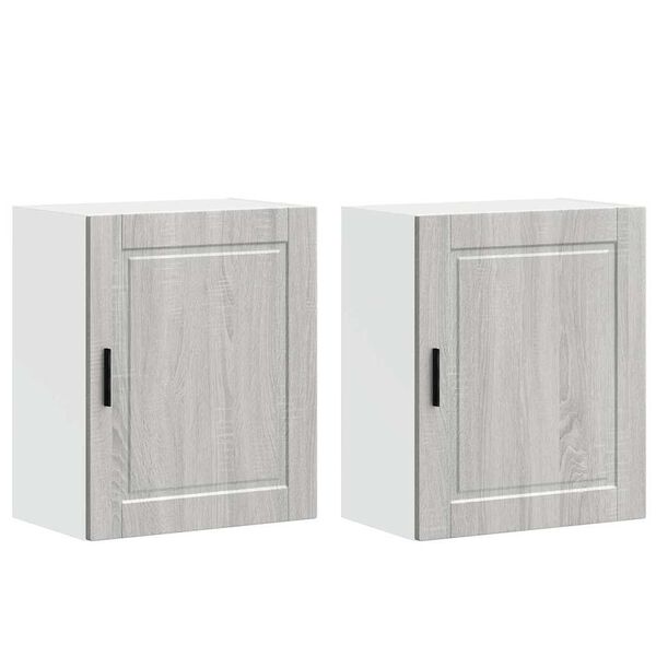 vidaXL Кухненски стенни шкафове 2 бр Porto сив сонома инженерно дърво