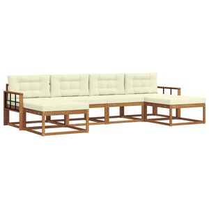 vidaXL Комплект дивани за открито 6 pcs Натурален и Крема
