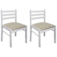 vidaXL Трапезни столове 2 бр бели масивно каучуково дърво и кадифе