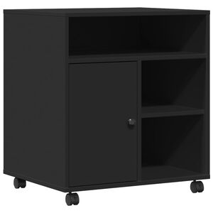 vidaXL Стойка за принтер с колелца, черна, 60x50x67 см