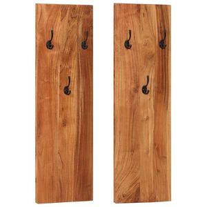 vidaXL Закачалки за стена, 2 бр, 36x3x110 см, акациева дървесина масив