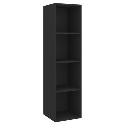 vidaXL ТВ шкаф за стенен монтаж, черен, 37x37x142,5 см, ПДЧ