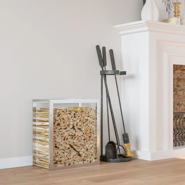 vidaXL Стойка за дърва за огрев, 80x28x86 см, неръждаема стомана