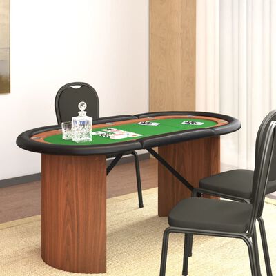 vidaXL Покер маса за 10 играча, зелена, 160x80x75 см