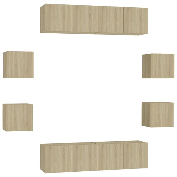 vidaXL Комплект ТВ шкафове от 8 части, дъб сонома, инженерно дърво