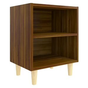 vidaXL Нощно шкафче с крака от масивно дърво, кафяв дъб, 40x30x50 см