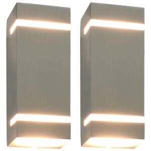 vidaXL Фасадни аплици, 2 бр, 35 W, сребристи, правоъгълни
