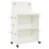 vidaXL Карача за инструменти с рафт с колело Бяло 65 x 35 x 111 см