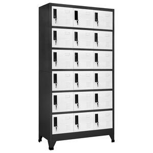 vidaXL Заключващ се шкаф, антрацит и бяло, 90x40x180 см, стомана